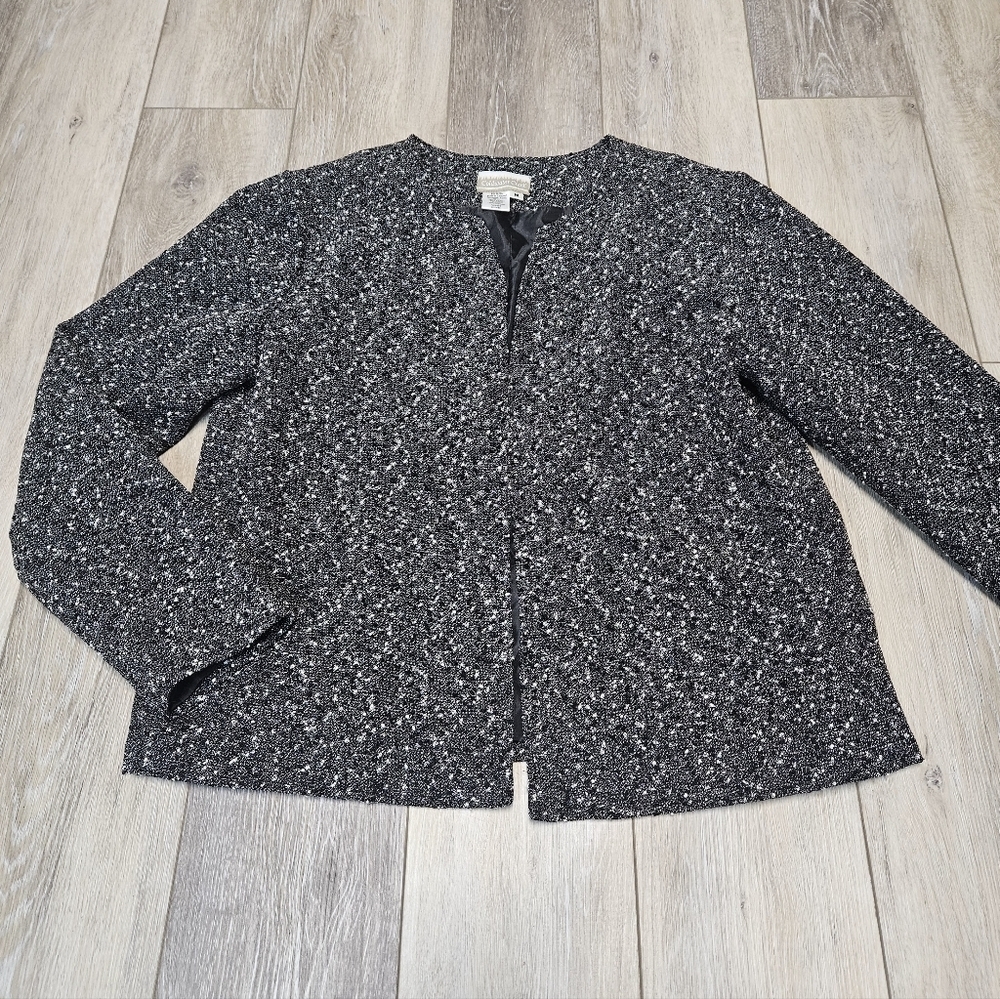 Coldwater Creek Blazer Slip On Jacket Grey Charcoal Bouncle Women's Medium